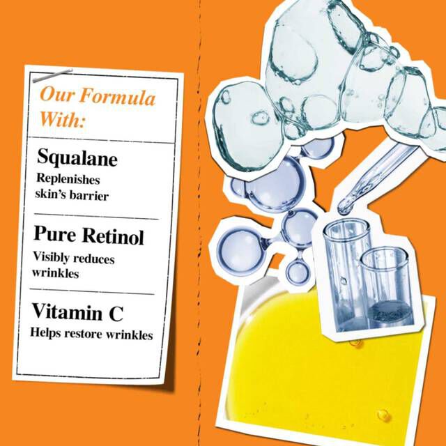 Squalane, Pure Retinol, and Vitamin C ingredient molecules ​